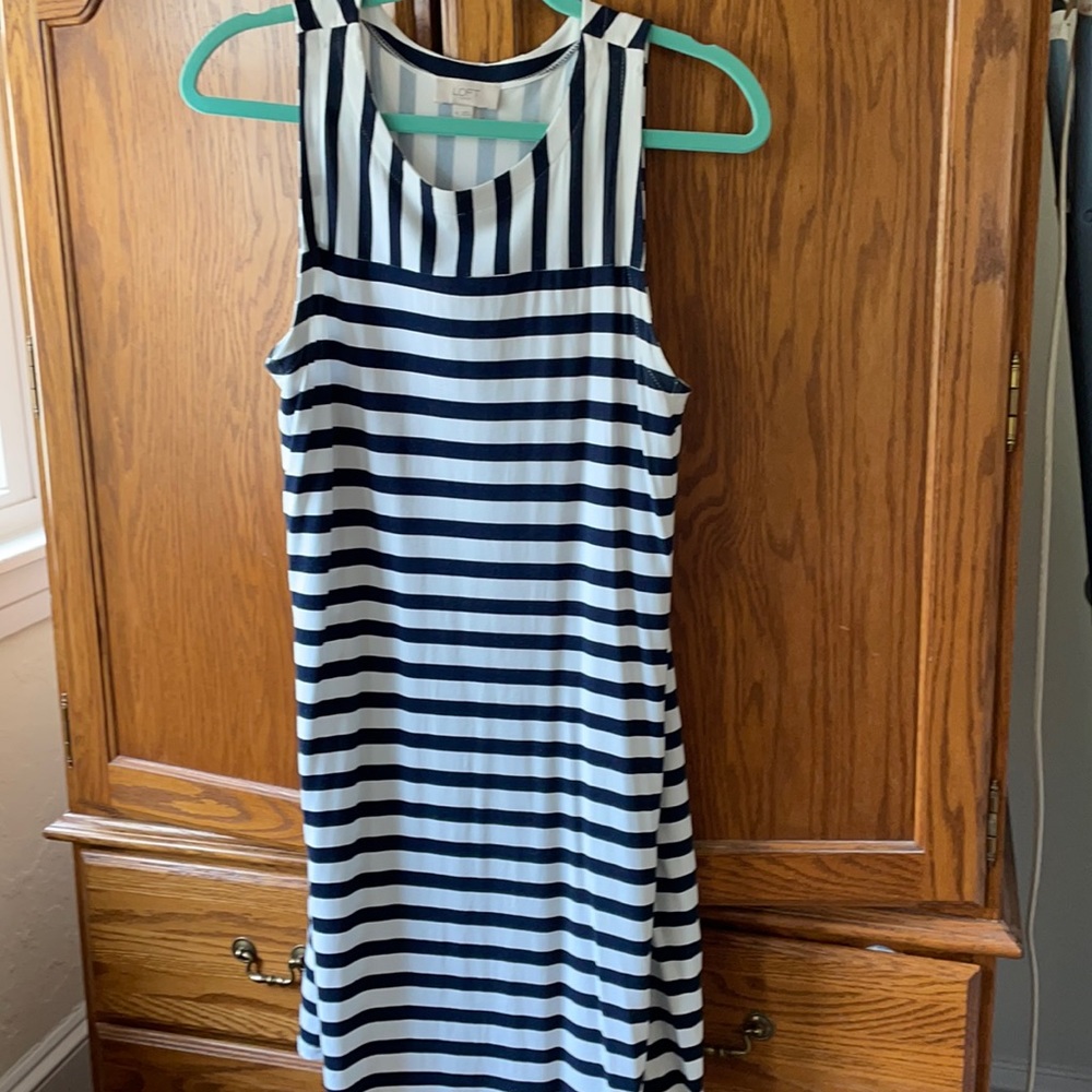Navy striped swing dress